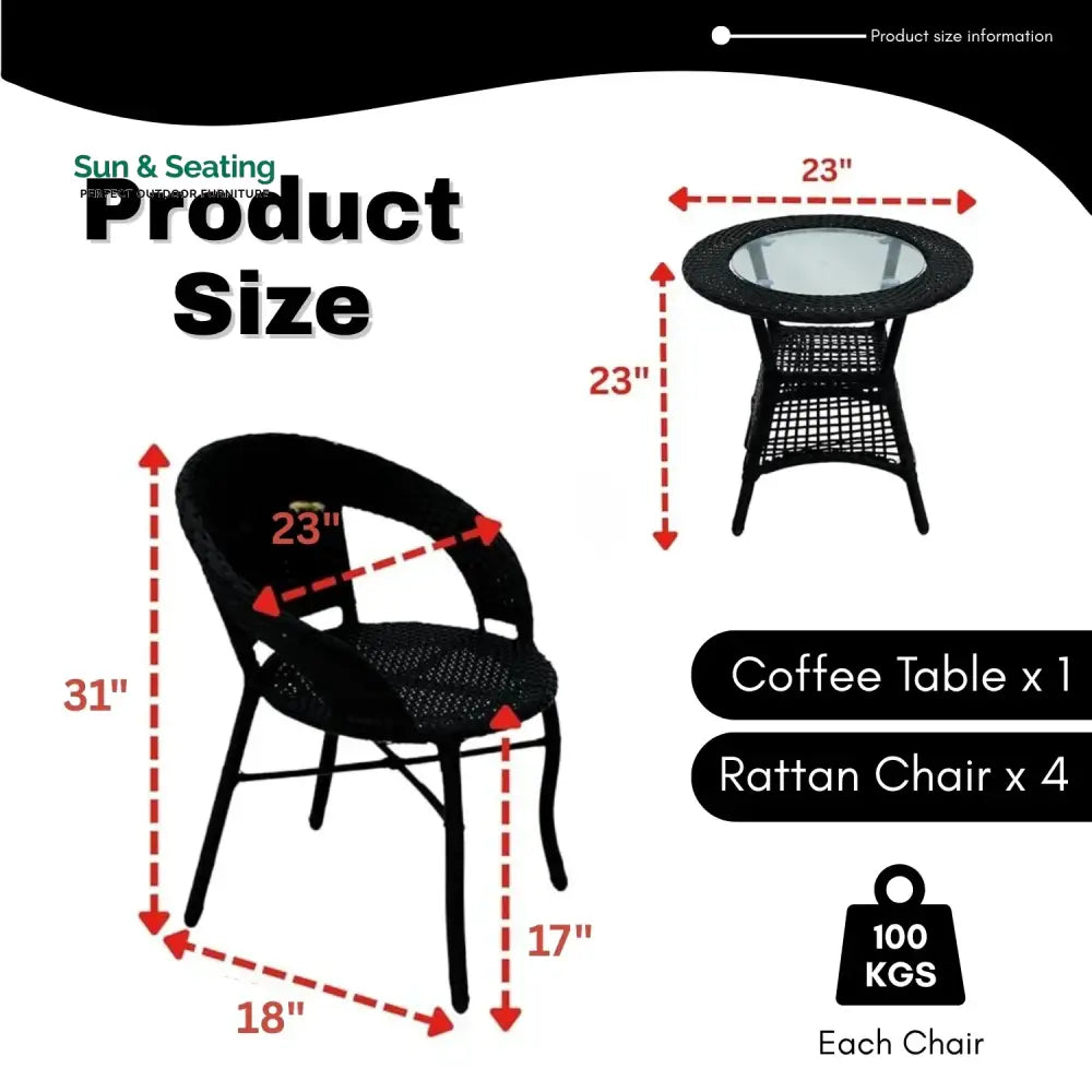 Piper 5-Piece Outdoor Rattan Wicker Patio Bistro Set Patio Set