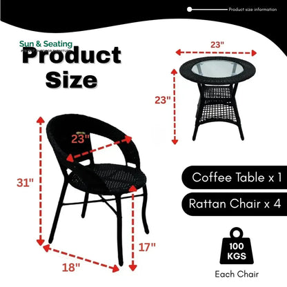 Piper 5-Piece Outdoor Rattan Wicker Patio Bistro Set Patio Set