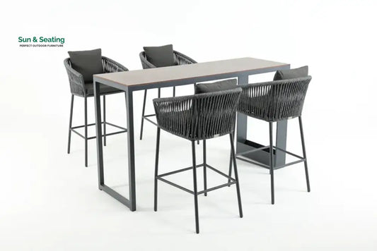 Pirlo Outdoor Patio Bar Sets 4 Chairs and 1 Table (Dark Grey) Bar Sets