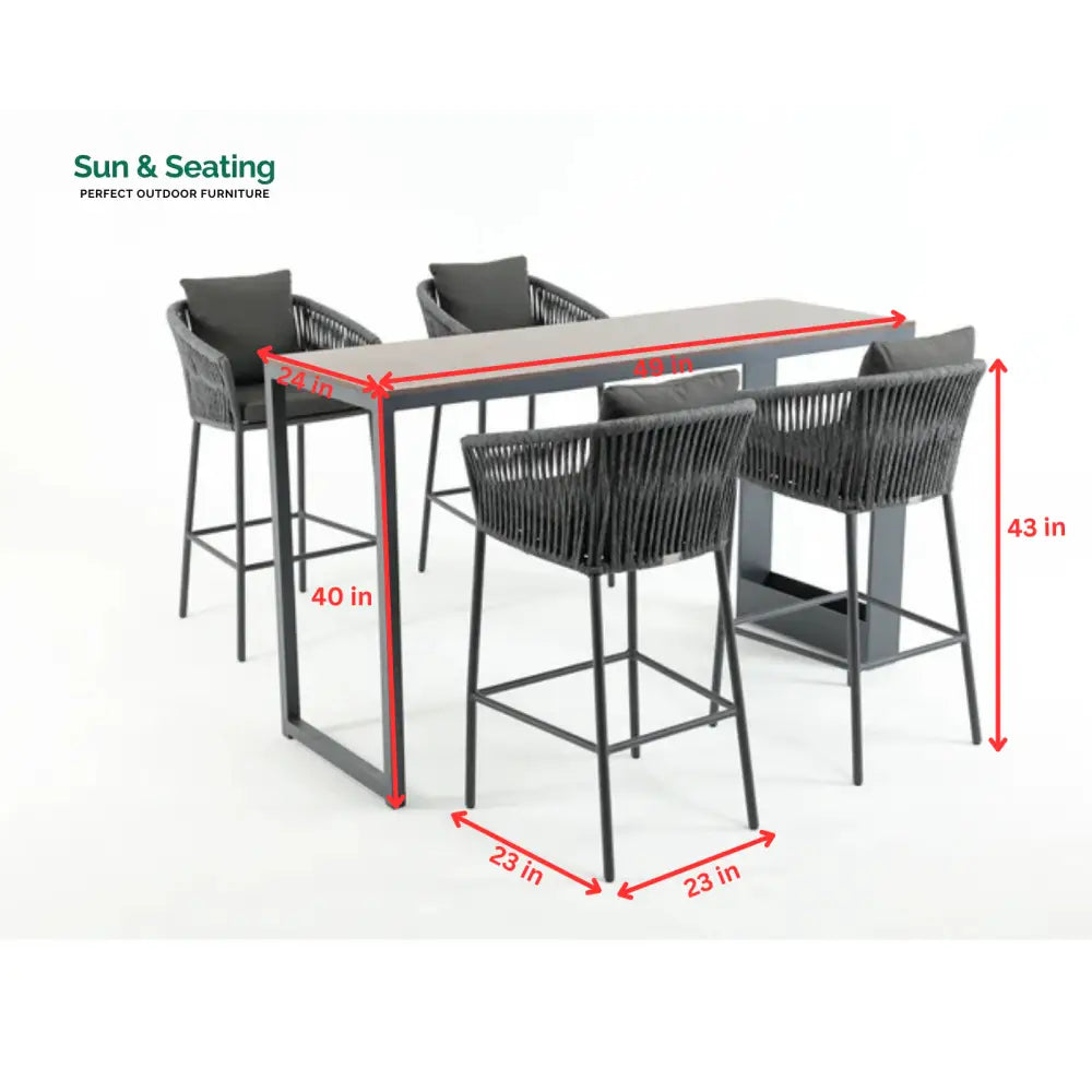 Pirlo Outdoor Patio Bar Sets 4 Chairs and 1 Table (Dark Grey) Bar Sets
