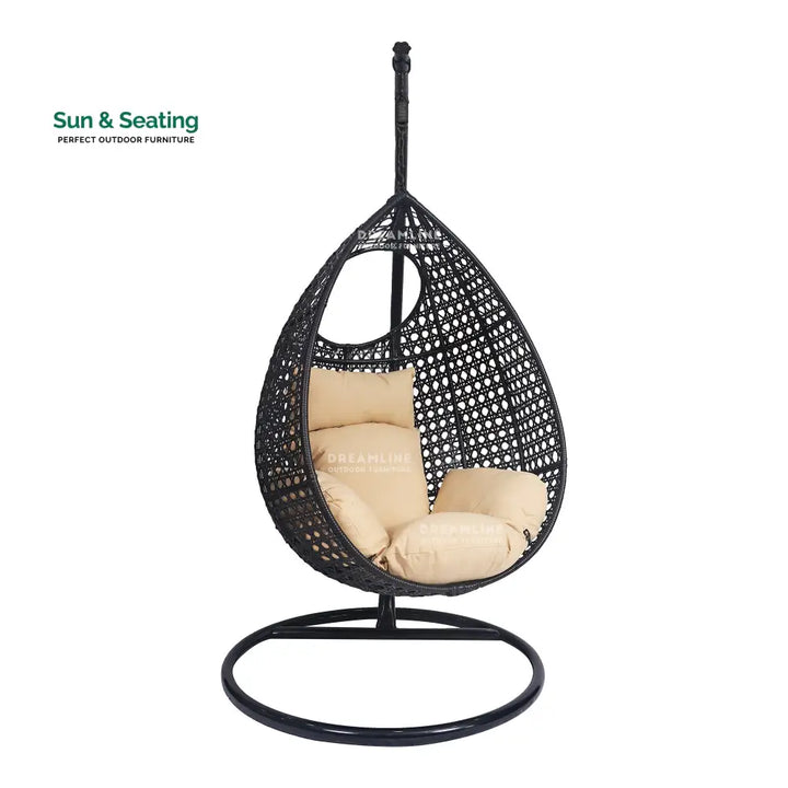 Piro Single Seater Hanging Swing With Stand For Balcony Garden Swing (Dark Brown) Swings