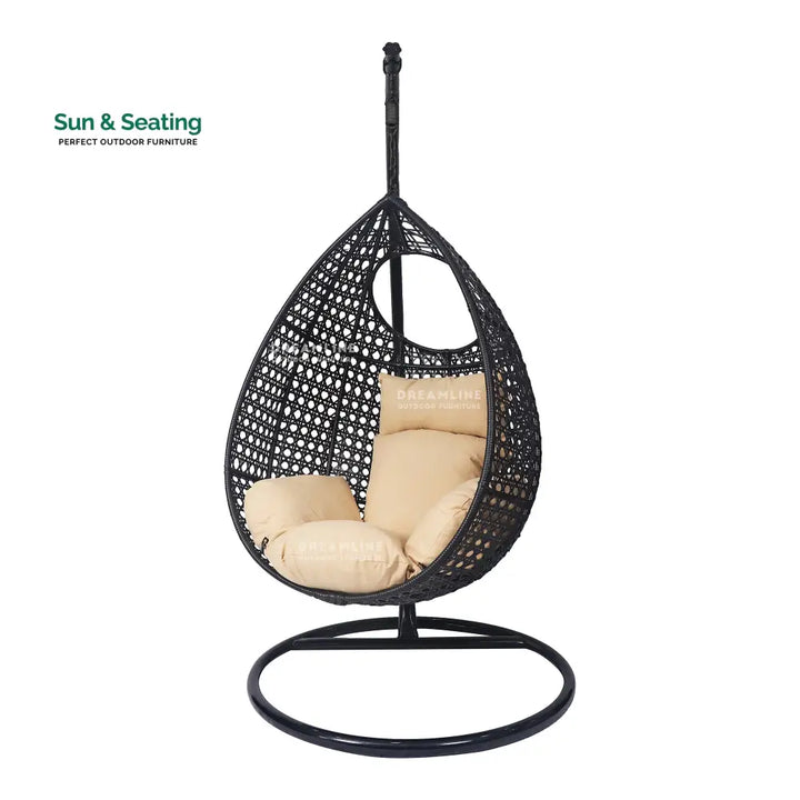 Piro Single Seater Hanging Swing With Stand For Balcony Garden Swing (Dark Brown) Swings