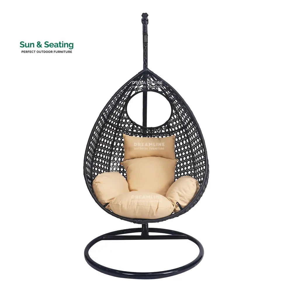 Piro Single Seater Hanging Swing With Stand For Balcony Garden Swing (Dark Brown) Swings