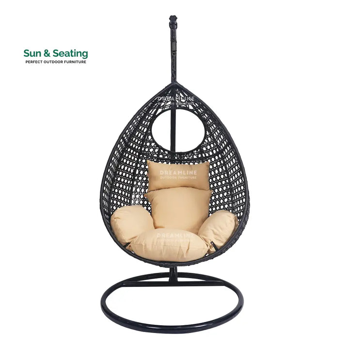Piro Single Seater Hanging Swing With Stand For Balcony Garden Swing (Dark Brown) Swings
