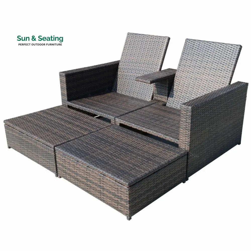Pirozzi Outdoor Poolside Sunbed With Cushion Daybed (Brown) Sunbed