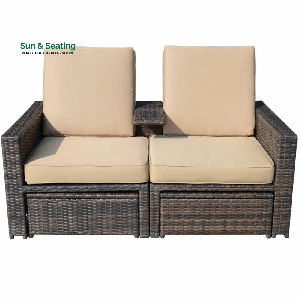 Pirozzi Outdoor Poolside Sunbed With Cushion Daybed (Brown) Sunbed