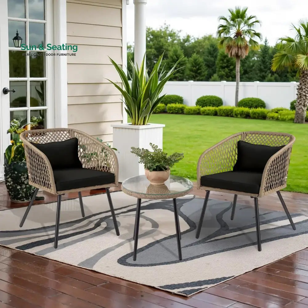 Poet Outdoor Wicker 3-Piece Patio Set Patio Set