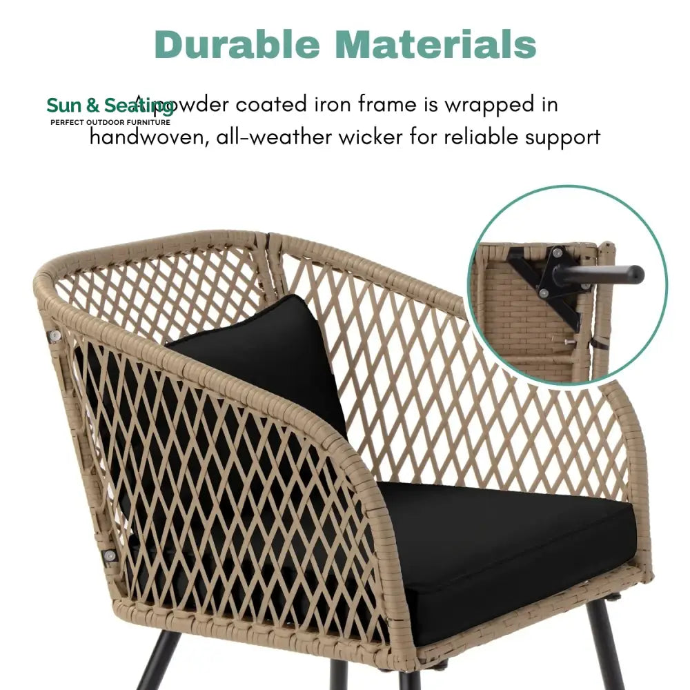Poet Outdoor Wicker 3-Piece Patio Set Patio Set
