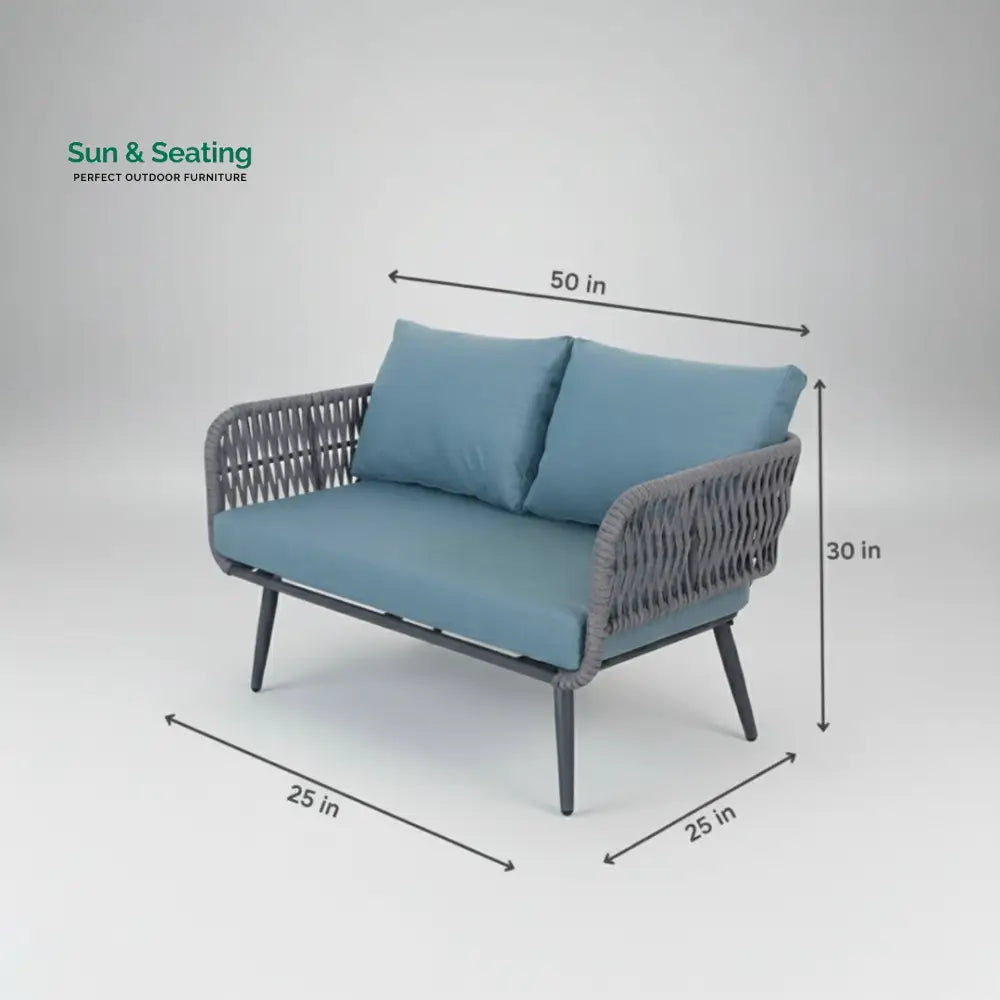 Polari Outdoor Garden Balcony Sofa Set 2 Seater 2 Single Seater 1 Center Table Set (Grey) Braided and Rope Sofa Sets