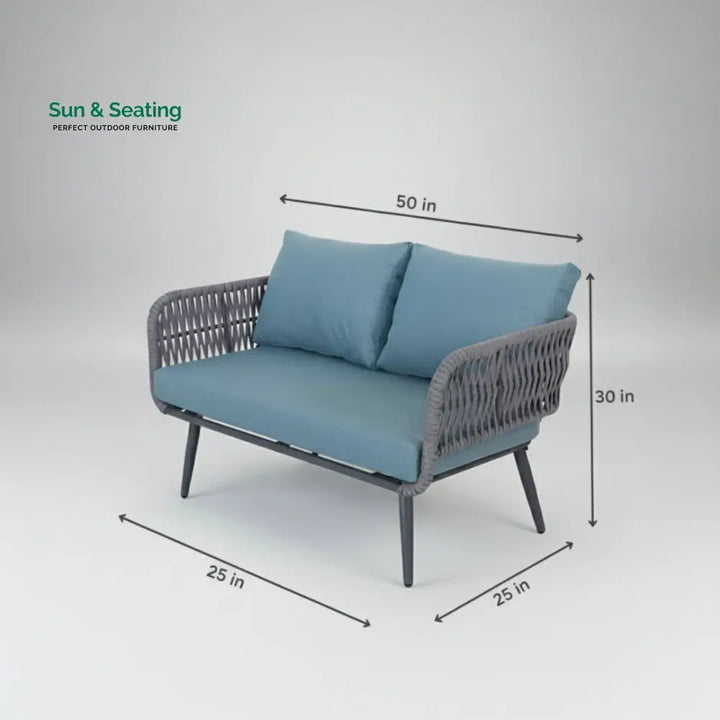 Polari Outdoor Garden Balcony Sofa Set 2 Seater 2 Single Seater 1 Center Table Set (Grey) Braided and Rope Sofa Sets
