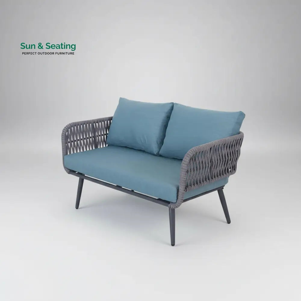 Polari Outdoor Garden Balcony Sofa Set 2 Seater 2 Single Seater 1 Center Table Set (Grey) Braided and Rope Sofa Sets