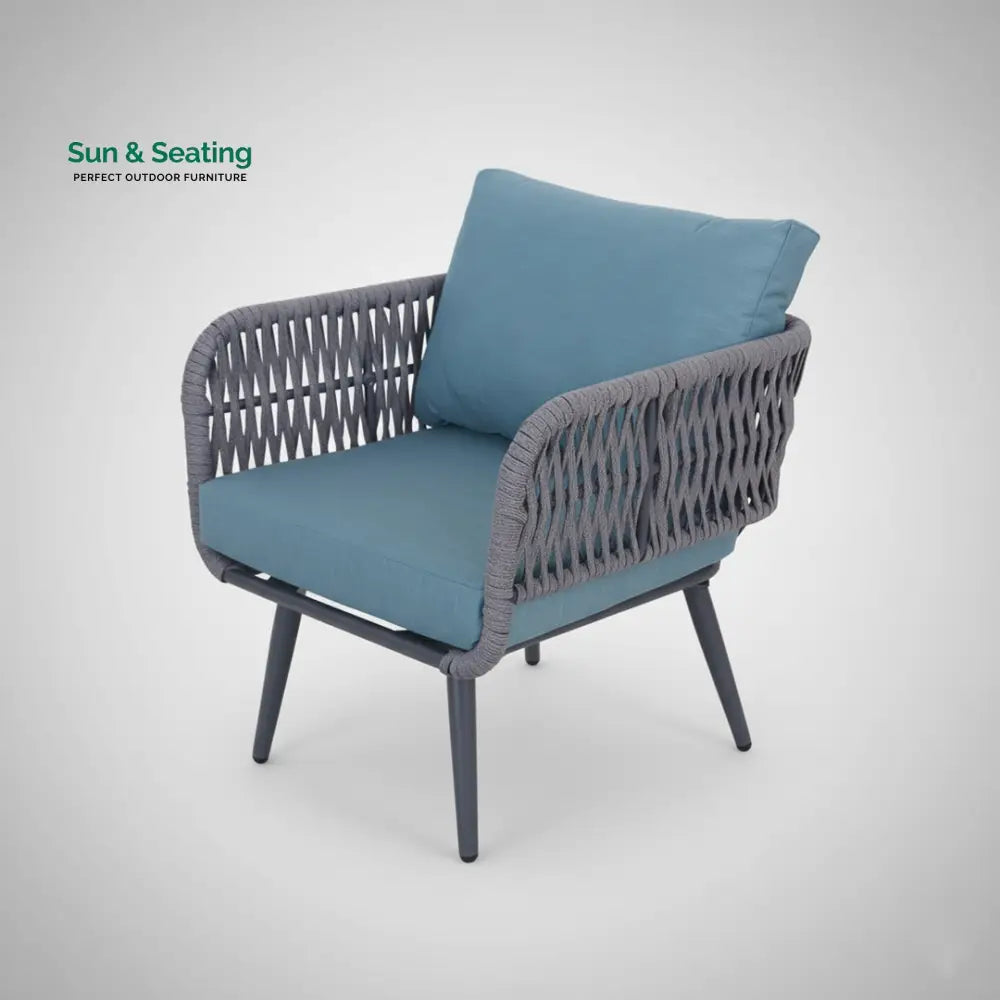 Polari Outdoor Garden Balcony Sofa Set 2 Seater 2 Single Seater 1 Center Table Set (Grey) Braided and Rope Sofa Sets