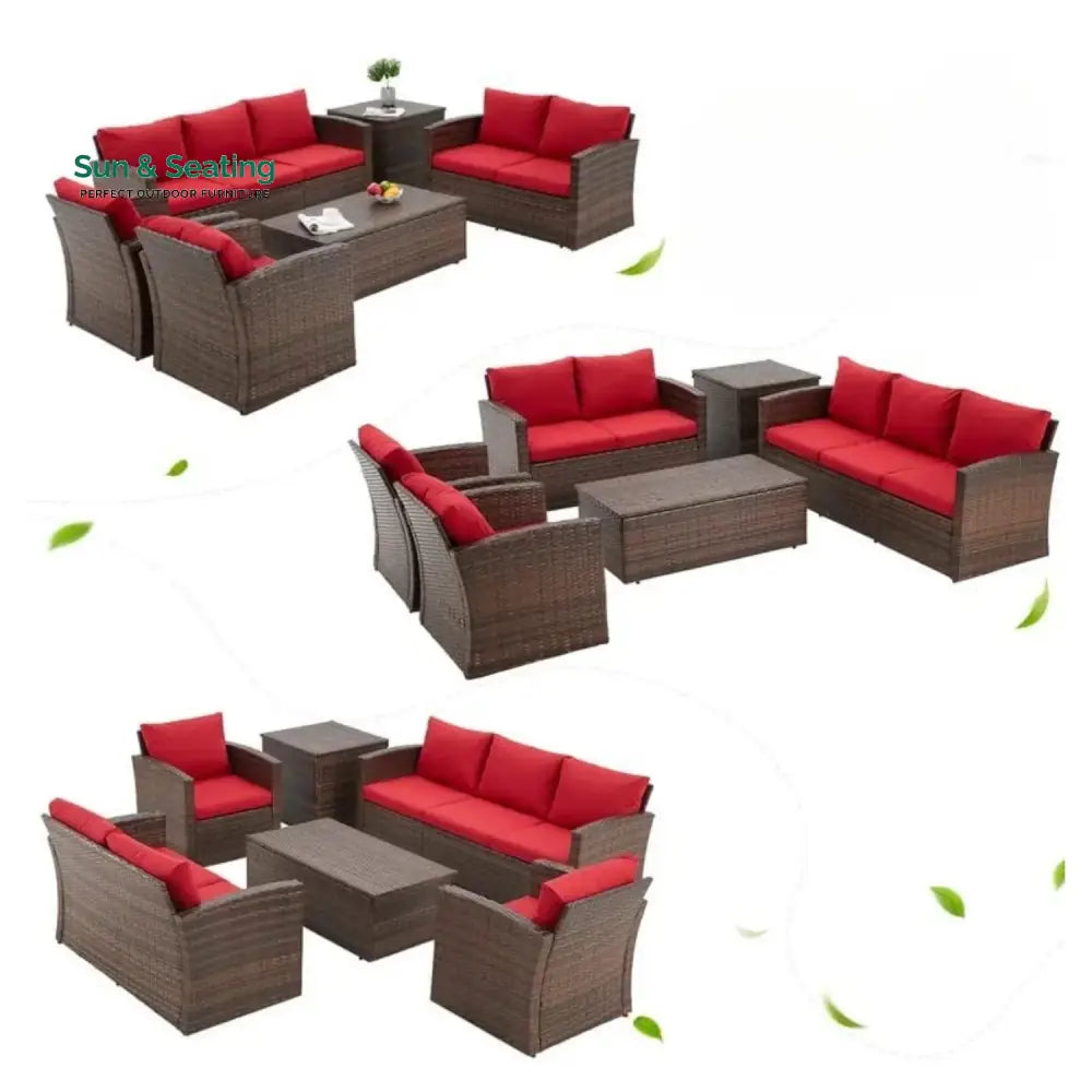 Poorvi Outdoor 7-Seater Wicker Sectional Sofa Set Sofa Set
