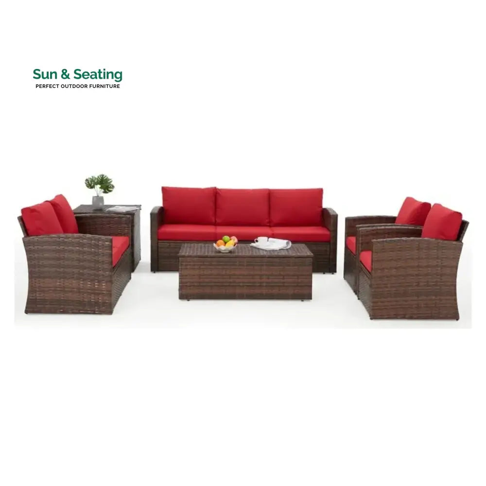 Poorvi Outdoor 7-Seater Wicker Sectional Sofa Set Sofa Set
