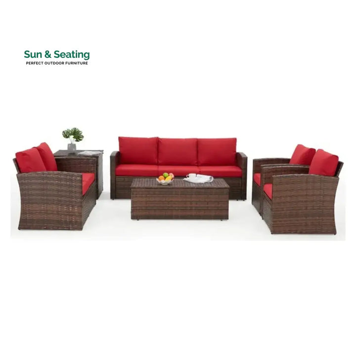 Poorvi Outdoor 7-Seater Wicker Sectional Sofa Set Sofa Set