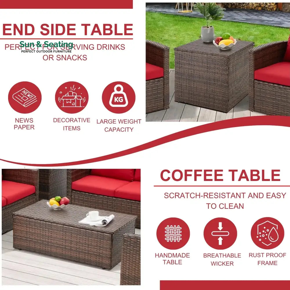 Poorvi Outdoor 7-Seater Wicker Sectional Sofa Set Sofa Set