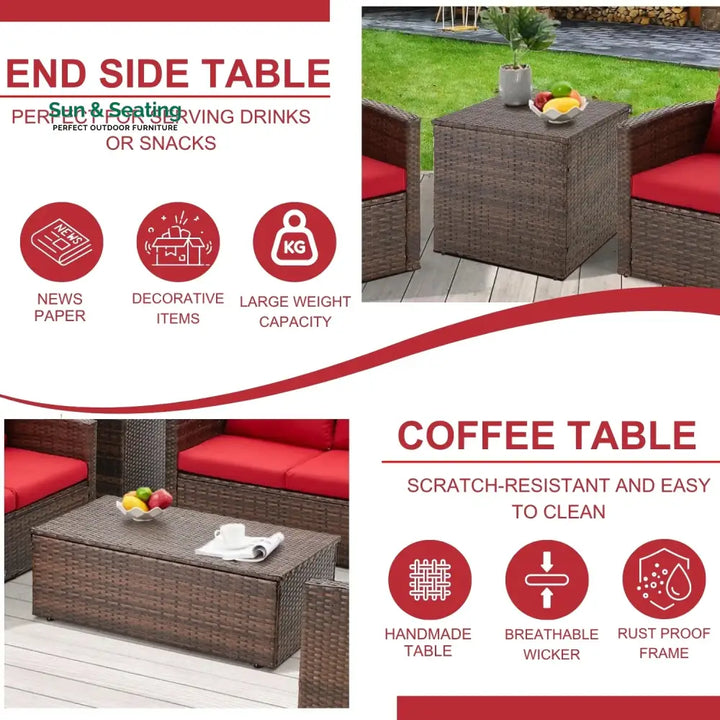 Poorvi Outdoor 7-Seater Wicker Sectional Sofa Set Sofa Set