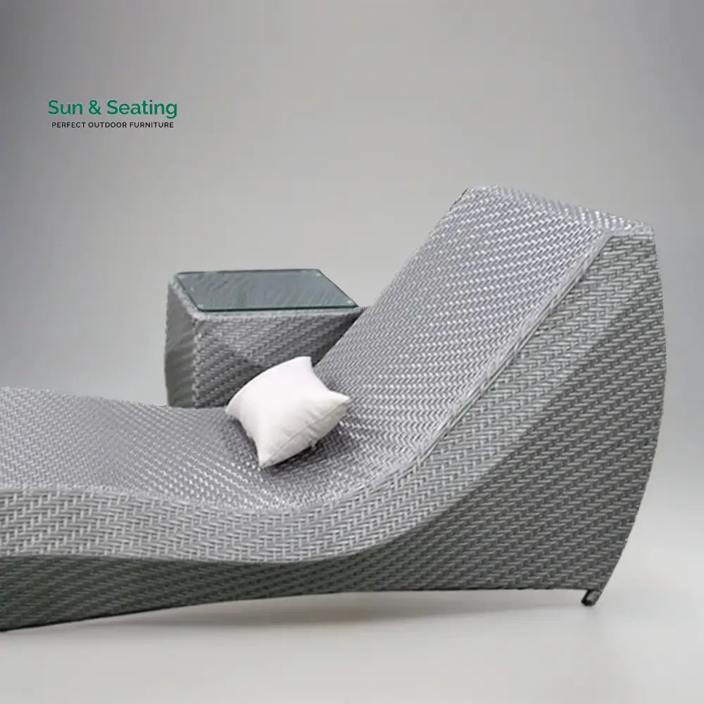 Popkin Outdoor Swimming Poolside Lounger With 1 Side Table (Silver) Loungers