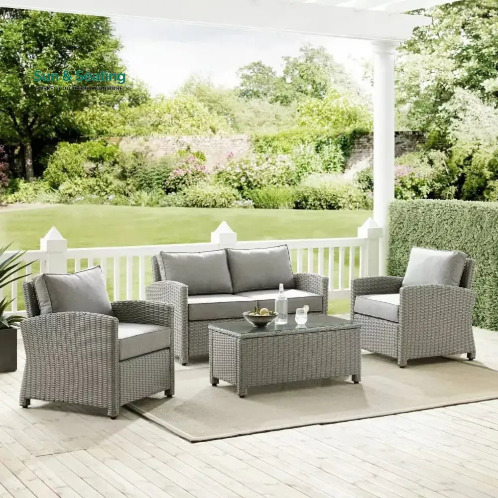 Porch Outdoor Sofa Set 2 Seater 2 Single seater and 1 Center Table Gray Sofa Sets