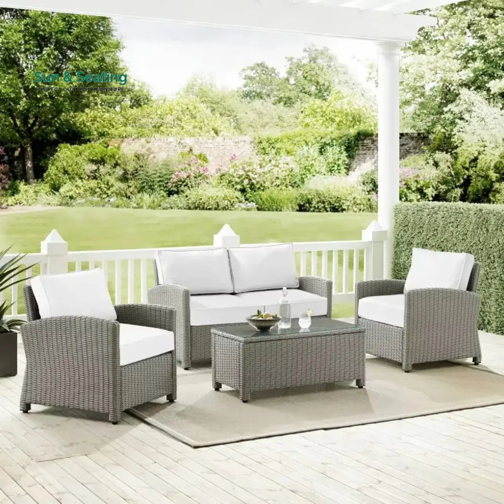 Porch Outdoor Sofa Set 2 Seater 2 Single seater and 1 Center Table White Sofa Sets