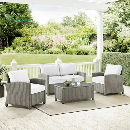 Porch Outdoor Sofa Set 2 Seater 2 Single seater and 1 Center Table White Sofa Sets