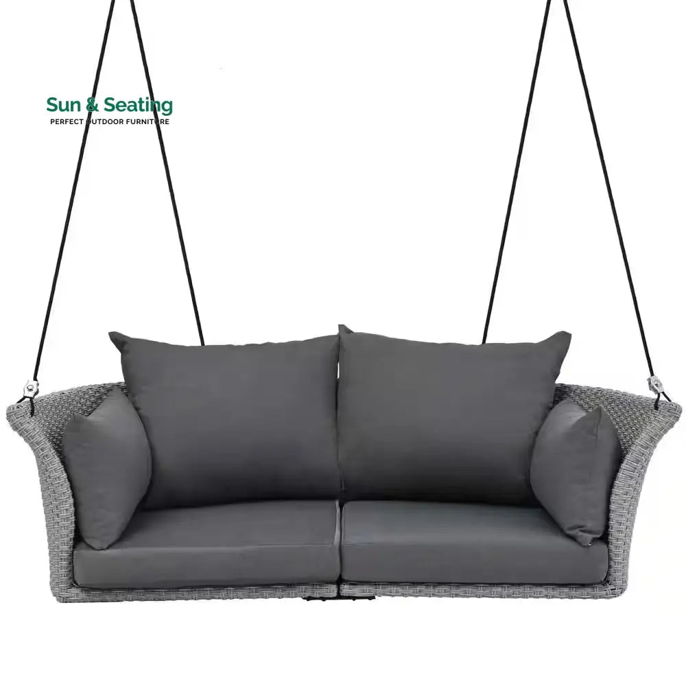 Portin Double Seater Hanging Swing Without Stand For Balcony Garden Swing (Grey) Swings