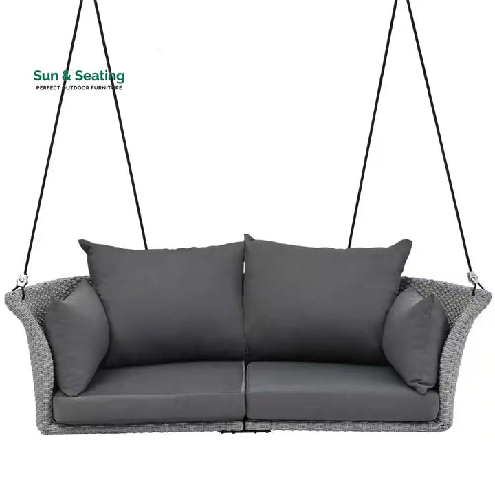 Portin Double Seater Hanging Swing Without Stand For Balcony Garden Swing (Grey) Swings