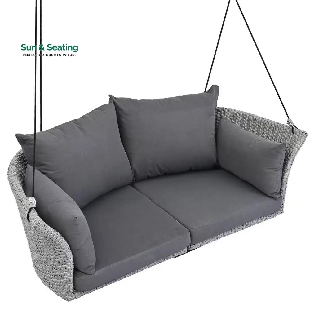 Portin Double Seater Hanging Swing Without Stand For Balcony Garden Swing (Grey) Swings