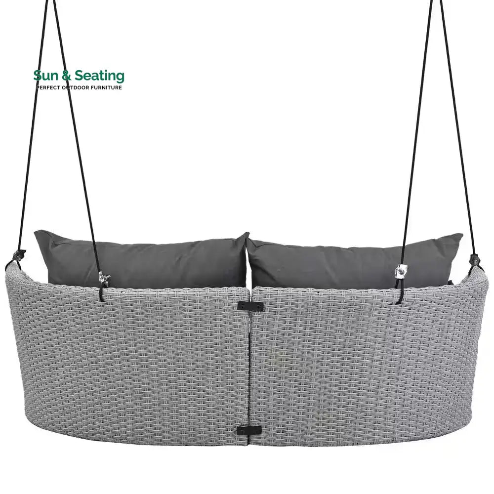 Portin Double Seater Hanging Swing Without Stand For Balcony Garden Swing (Grey) Swings