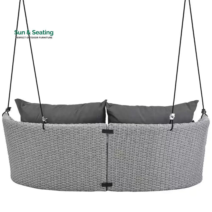 Portin Double Seater Hanging Swing Without Stand For Balcony Garden Swing (Grey) Swings