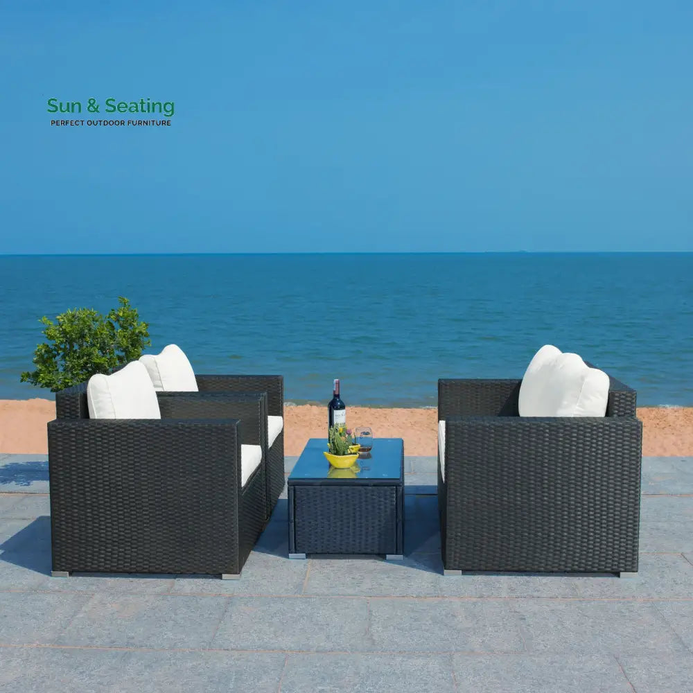 Power Outdoor Sofa Set 2 Seater 2 Single seater and 1 Center Table Set (White) Sofa Sets