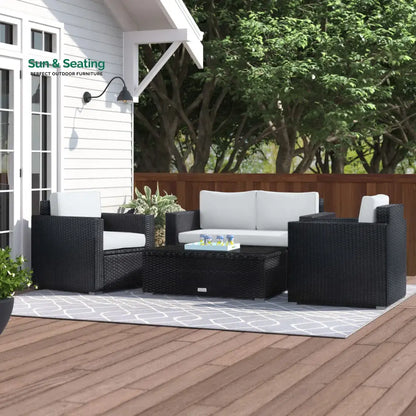 Power Outdoor Sofa Set 2 Seater 2 Single seater and 1 Center Table Set (White) Sofa Sets