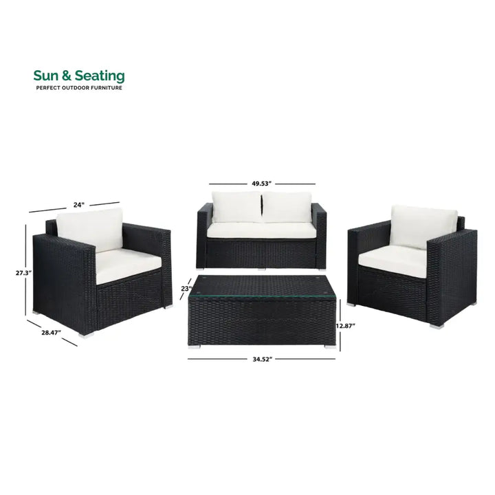 Power Outdoor Sofa Set 2 Seater 2 Single seater and 1 Center Table Set (White) Sofa Sets