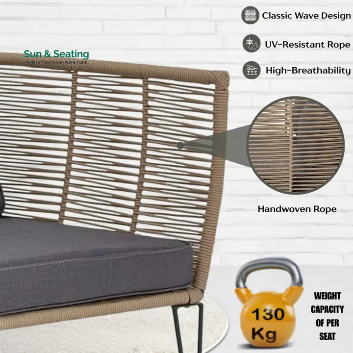 Prisha 1-Piece Outdoor Rope Loveseat Sofa Sofa Set