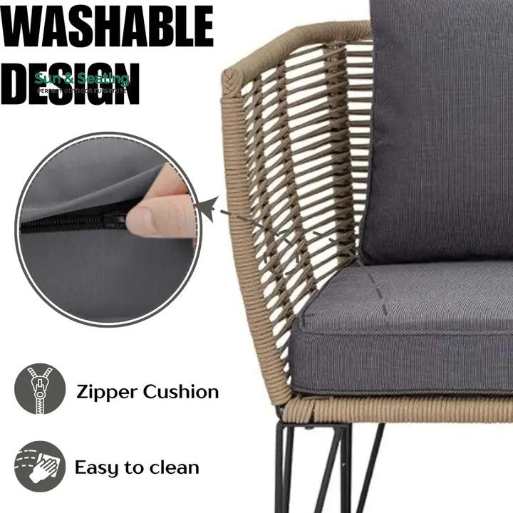 Prisha 1-Piece Outdoor Rope Loveseat Sofa Sofa Set