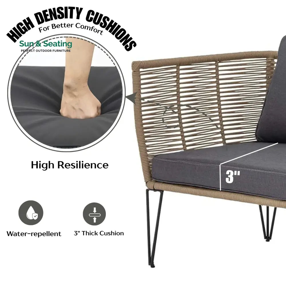 Prisha 1-Piece Outdoor Rope Loveseat Sofa Sofa Set