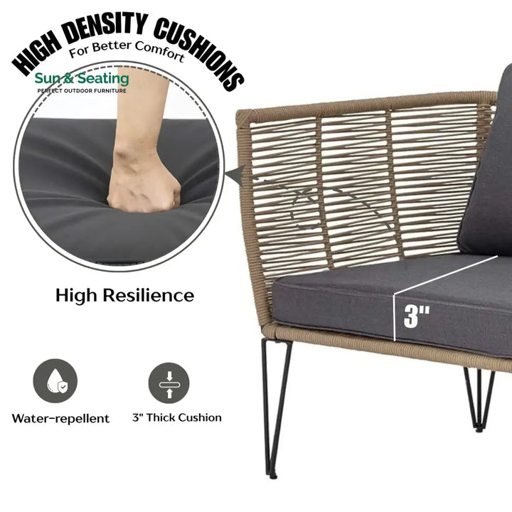 Prisha 1-Piece Outdoor Rope Loveseat Sofa Sofa Set
