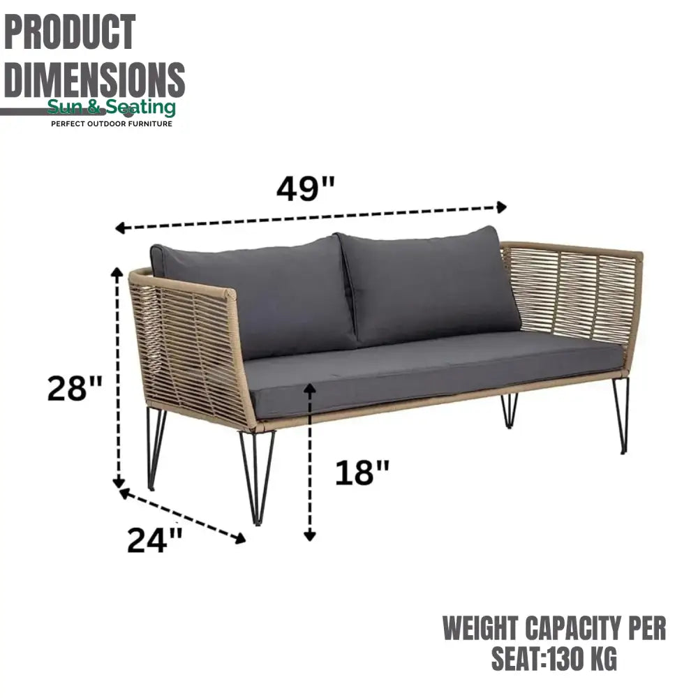 Prisha 1-Piece Outdoor Rope Loveseat Sofa Sofa Set