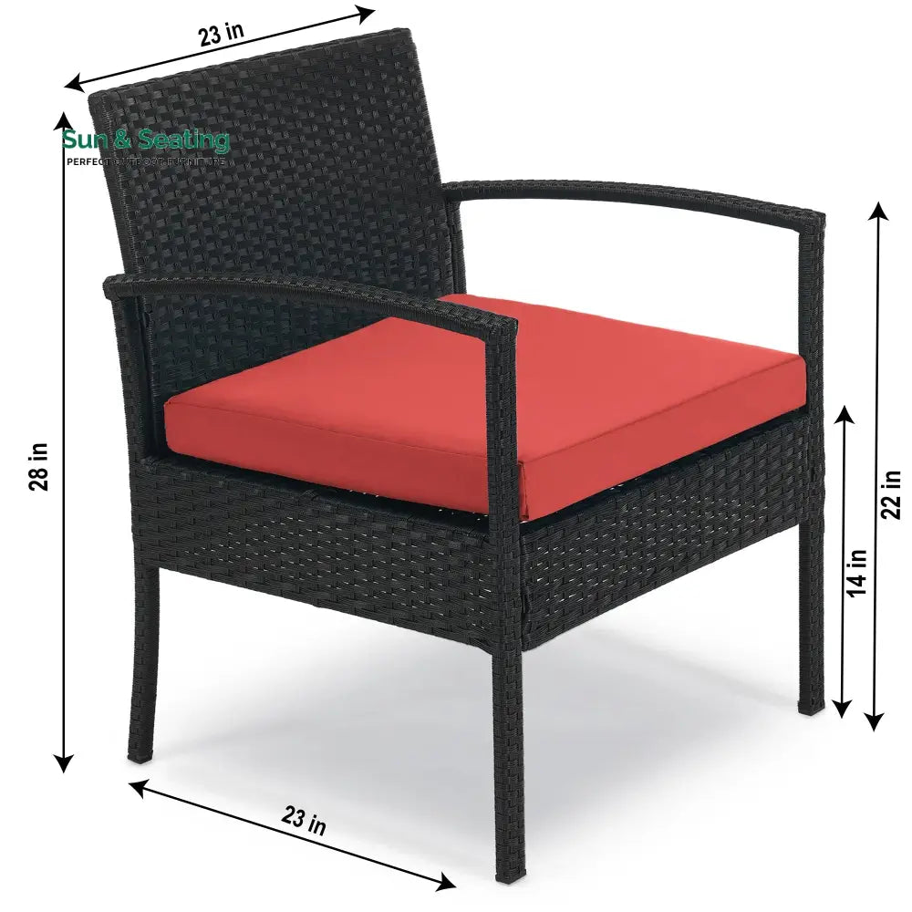 Pronto Outdoor Patio Seating Set 2 Chairs and 1 Table Set (Brown + Red) Coffee Table Sets