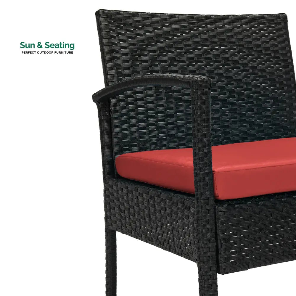 Pronto Outdoor Patio Seating Set 2 Chairs and 1 Table Set (Brown + Red) Coffee Table Sets