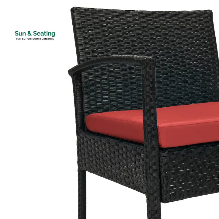 Pronto Outdoor Patio Seating Set 2 Chairs and 1 Table Set (Brown + Red) Coffee Table Sets