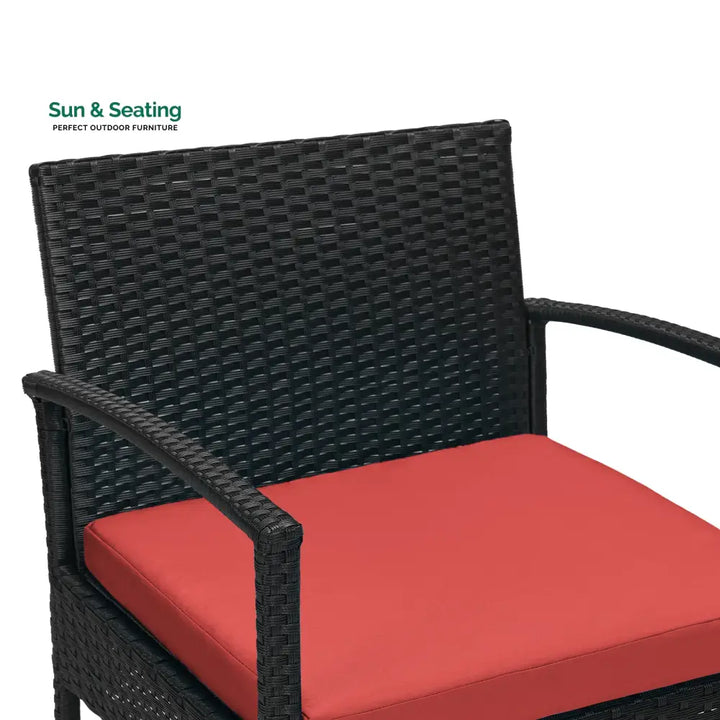 Pronto Outdoor Patio Seating Set 2 Chairs and 1 Table Set (Brown + Red) Coffee Table Sets