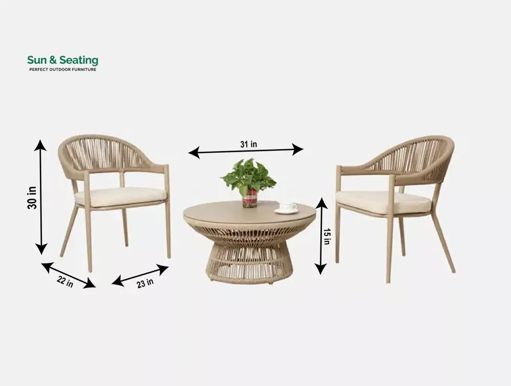 Propel Outdoor Patio Seating Set 2 Chairs and 1 Table Set (Beige) Coffee Table Sets