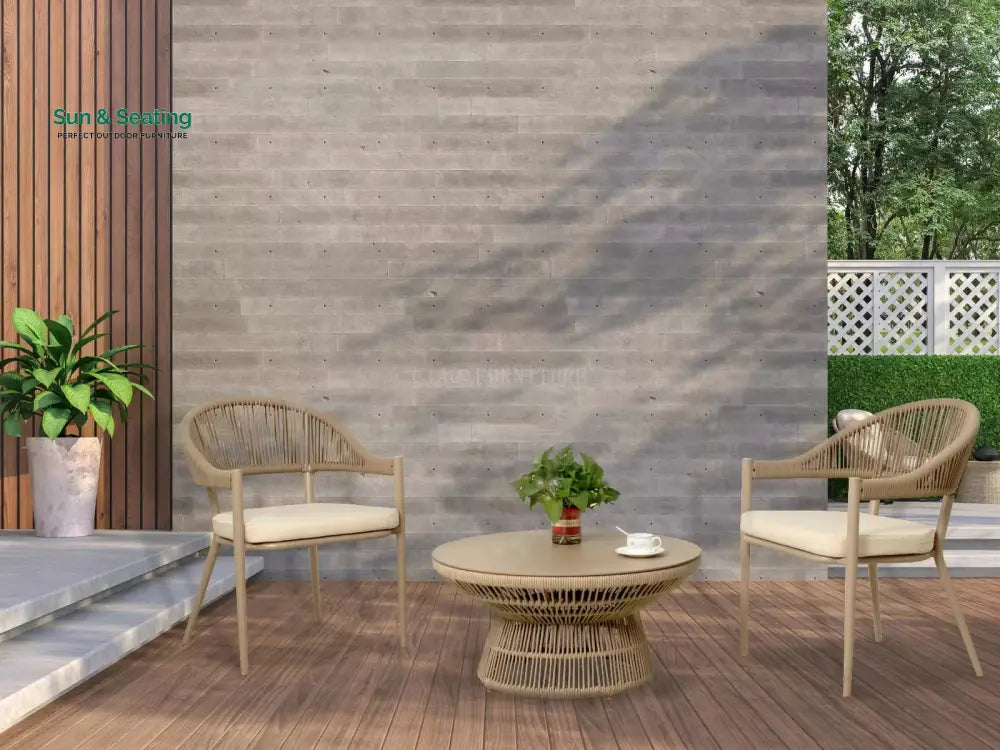 Propel Outdoor Patio Seating Set 2 Chairs and 1 Table Set (Beige) Coffee Table Sets