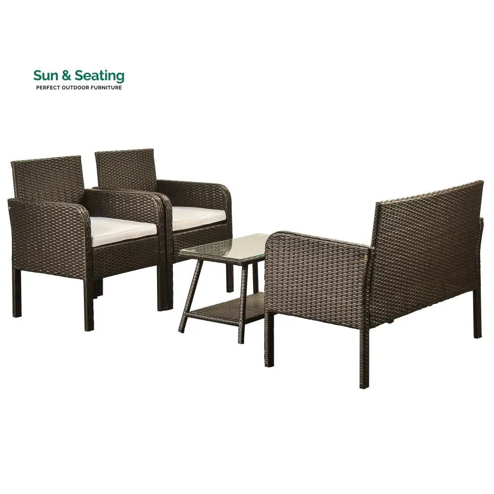 Proulx Outdoor Sofa Set 2 Seater 2 Single seater and 1 Center Table (Brown) Sofa Sets