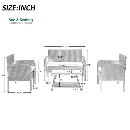 Proulx Outdoor Sofa Set 2 Seater 2 Single seater and 1 Center Table (Brown) Sofa Sets