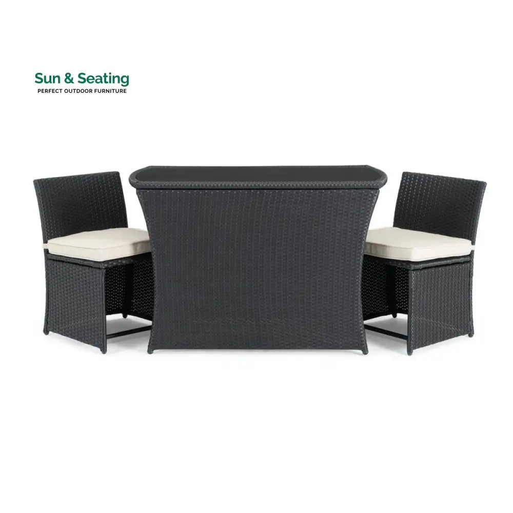 Pru Outdoor Patio Seating Set 2 Chairs and 1 Table Set (Black) Coffee Table Sets