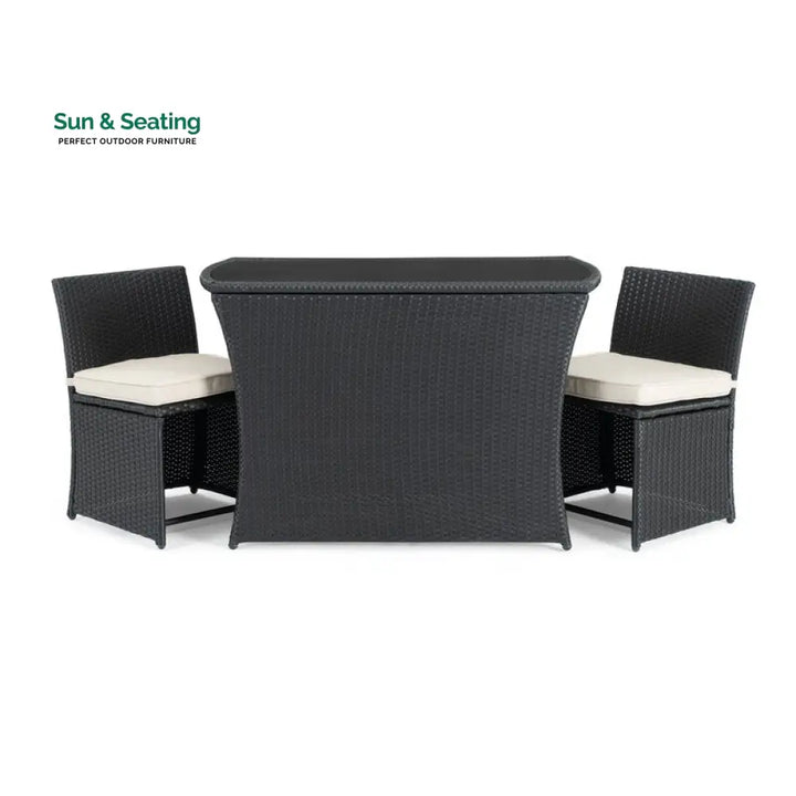 Pru Outdoor Patio Seating Set 2 Chairs and 1 Table Set (Black) Coffee Table Sets