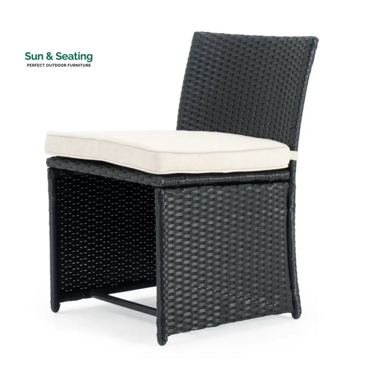 Pru Outdoor Patio Seating Set 2 Chairs and 1 Table Set (Black) Coffee Table Sets