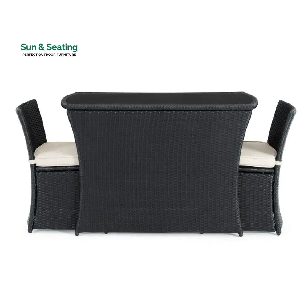 Pru Outdoor Patio Seating Set 2 Chairs and 1 Table Set (Black) Coffee Table Sets